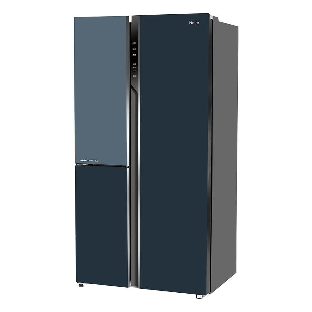 Haier Vogue Series 598L , Grey Onlyx Glass Finish 3 Door Convertible Side By Side Refrigerator HRT-683GOG